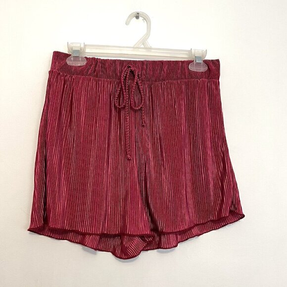FASHION NOVA Julia Plisse Short Set Mauve Berry Satin Shiny Pull On SHORTS ONLY! - Picture 2 of 12